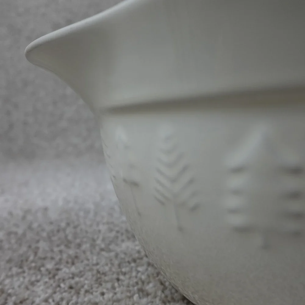 The Bake Shop Cream Ceramic Mixing Bowl Embossed Pine Trees Pour Spout Handle
